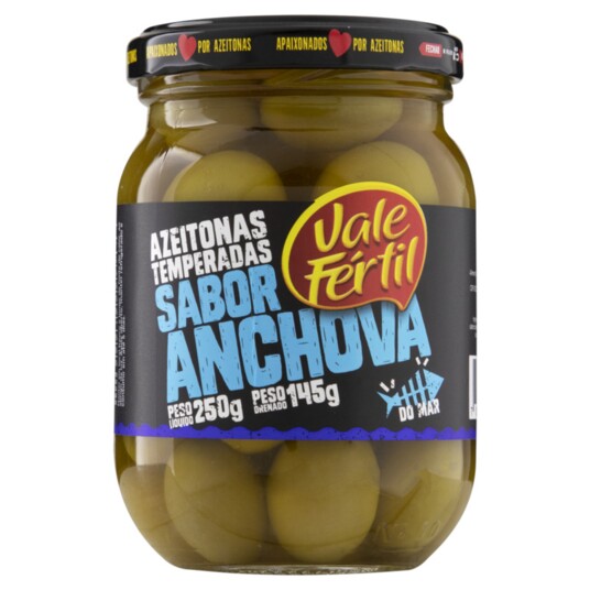 Azeitona Verde Vale Fertil 145g Sabor Anchova
