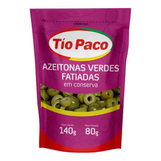 Azeitona Verde Tio Paco 80g Verde Fatiada
