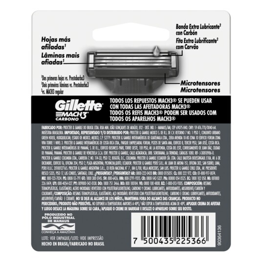Carga de Barbear Mach3 2un Carbono