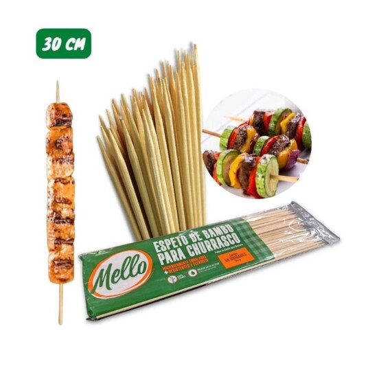 Espeto Bambu P/churrasco Mello 50un 30cm