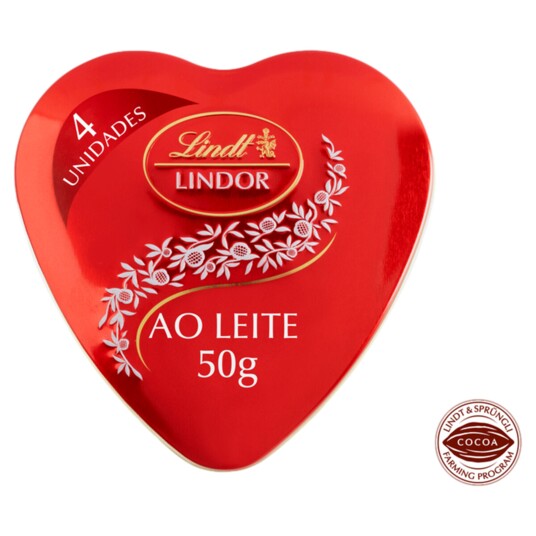 Chocolate Coracao Lindor Lindt 50g Ao Leite Lata