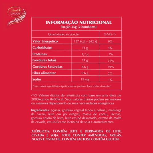 Chocolate Coracao Lindor Lindt 50g Ao Leite Lata