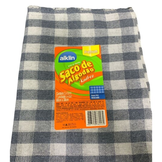 Saco de Algodao Alklin 60x38cm Premium Xadrez