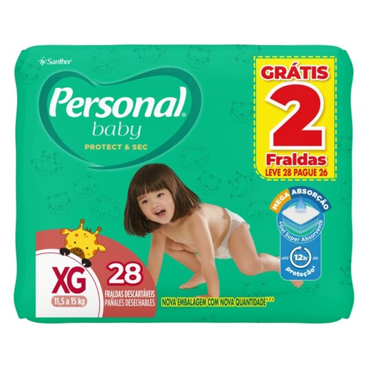 Fralda Desc.baby Prot.sec Personal Mega L28p26 Xg