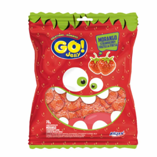 Bala Gelatina Go Jelly 70g Morango