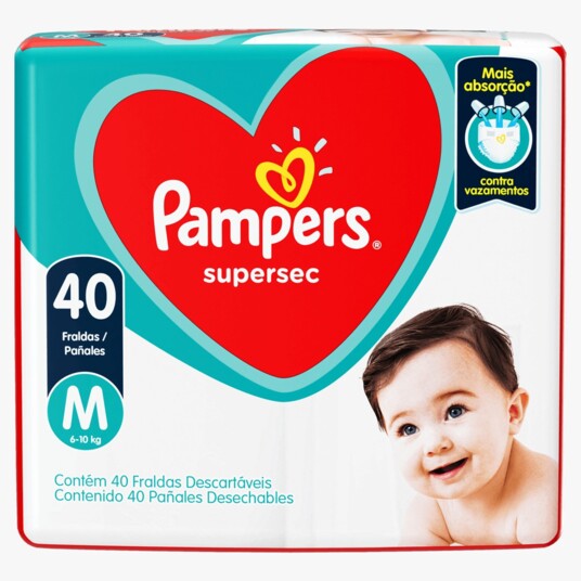 Fralda Supersec Pampers Mega 40un M