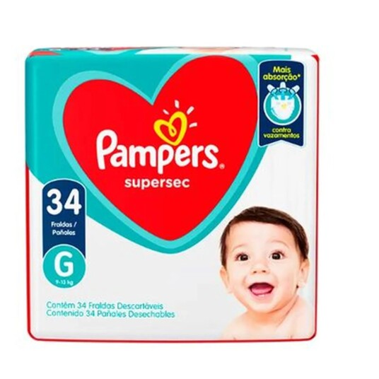 Fralda Supersec Pampers Mega 34un G