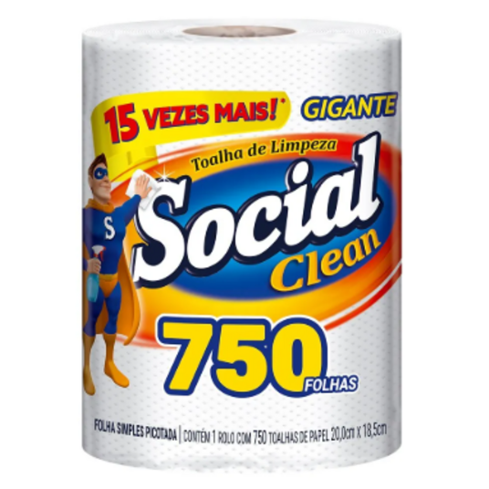 Papel Toalha Social Clean Un 750f Gigante