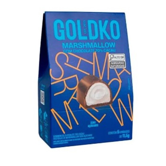 Bombom 70%cacau Goldko 57,5g Marshmallow