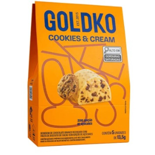 Bombom Branco Goldko 67,5g Cookies Cream