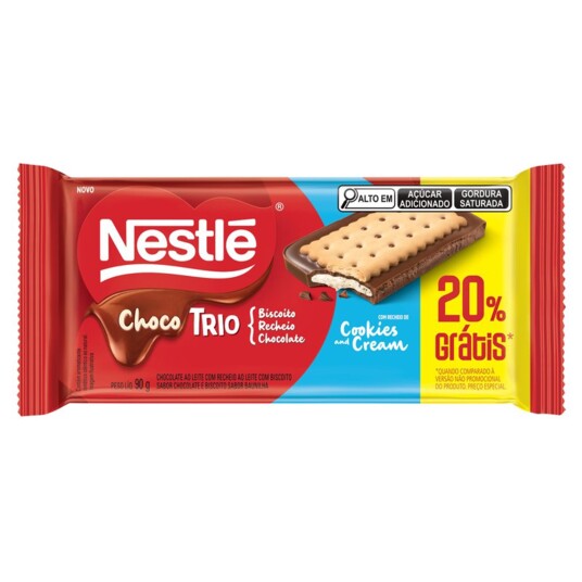 Chocotrio Nestle 90g 20% Gratis Leite
