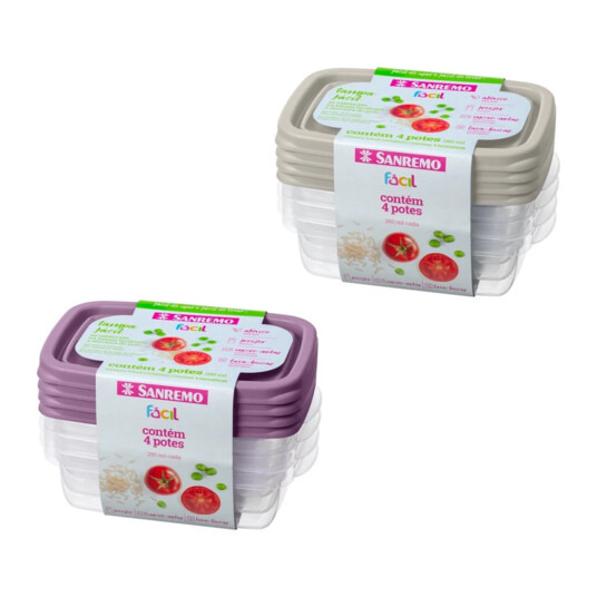 Conj.potes Plast.sanremo 280ml 4pcs 