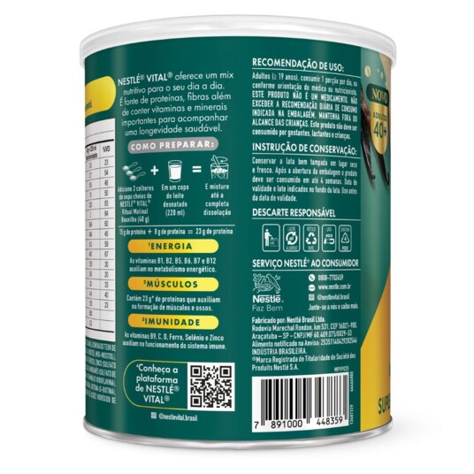 Suplemento Alim.nestle Vital 360g Baunilh.mat.40+