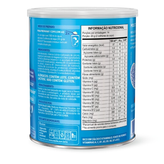 Leite em Po Molico 280g Desnat.15%desc.