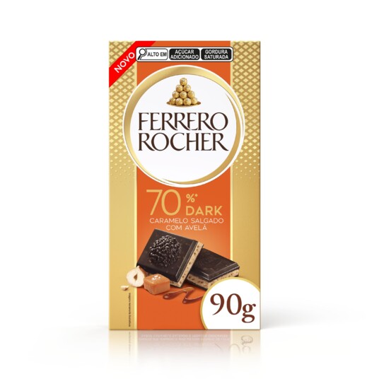 Chocolate Ferrero Rocher 90g 70% D.caramelo
