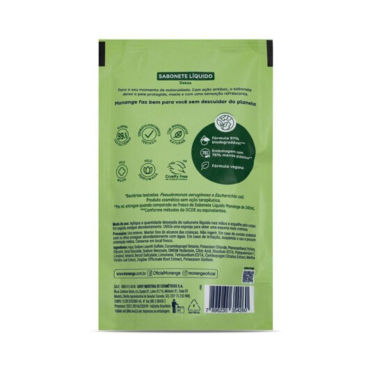 Sabonete Liq.monange 200ml Detox Refil