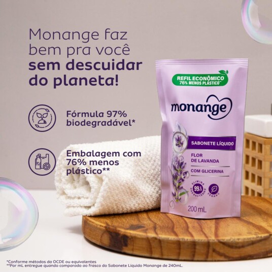 Sabonete Liq.monange 200ml Flor Lava.refil