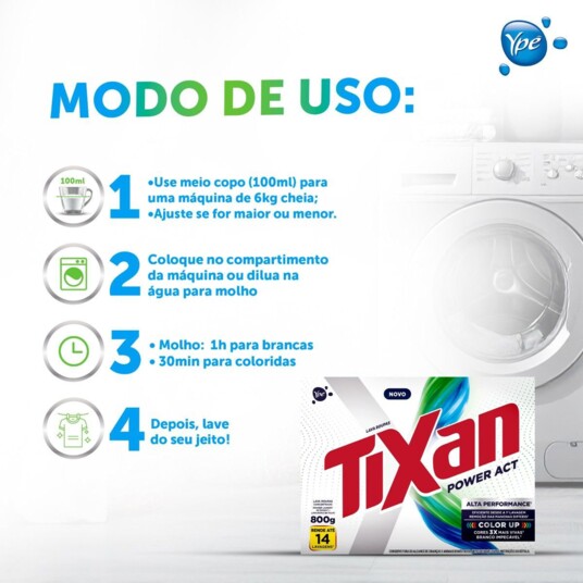 Sabao em Po Tixan 800g Power Action Cx