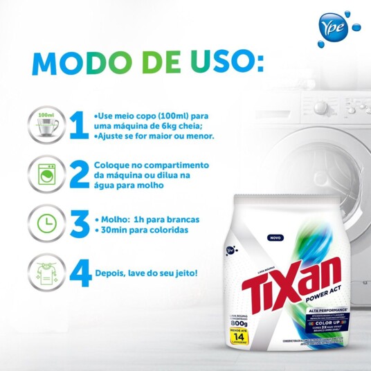 Sabao em Po Tixan 800g Power Action Sc