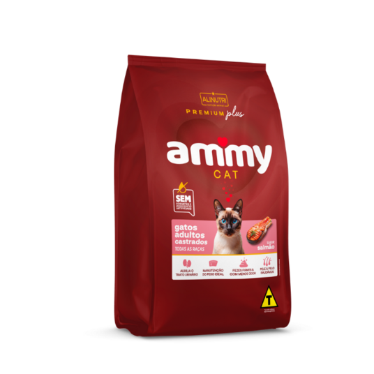 Racao P/gatos Ammy Cat 1kg Ad.cast.salmao
