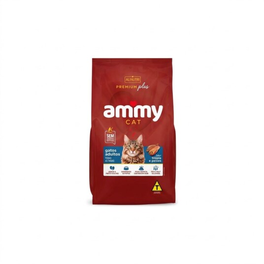 Racao P/gatos Ammy Cat 1kg Ad.tilap./peixe