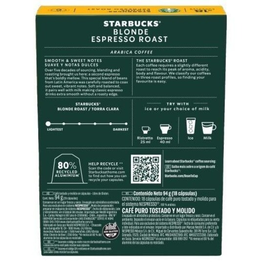 Caps.cafe Starbucks 94g Blonde Esp.c/18