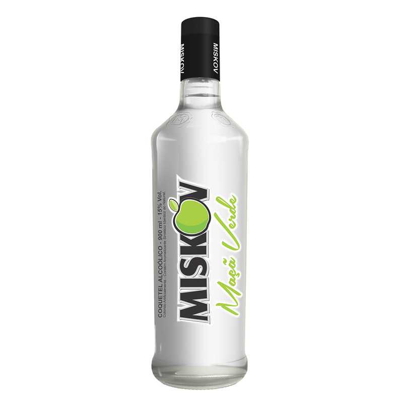 Vodka Miskov 900ml Maca Verde é aqui na Barcelos
