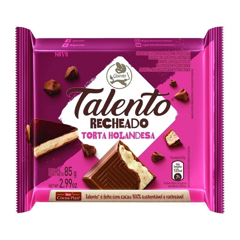 Chocolate Garoto Talento Rech.85g Torta Holandesa é aqui na Barcelos